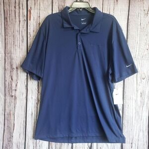 Nike XL Golf New With Tags Blue Polyester Polo Shirt Mens Subaru